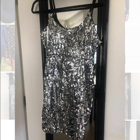 Silver sequin mini bodycon dress - M - Picture 1 of 5